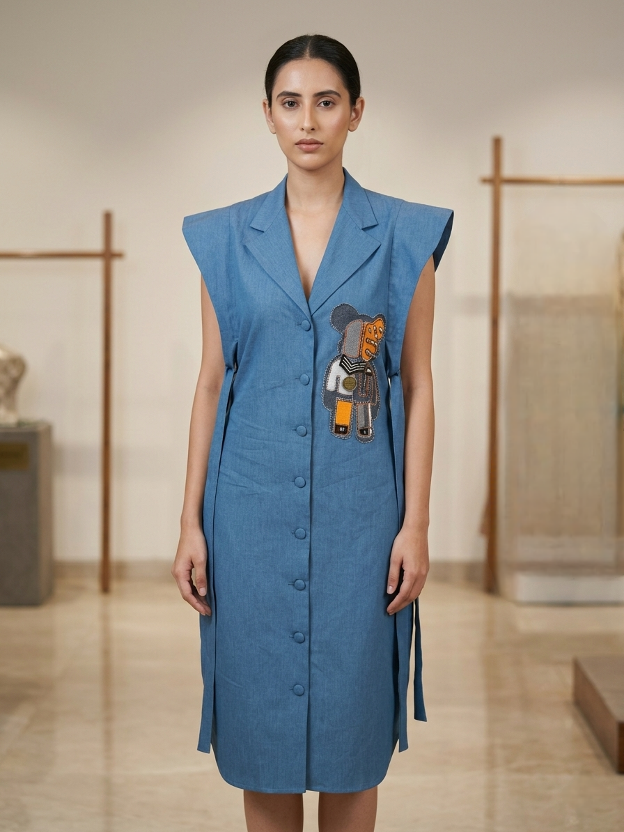 Shirt dress denim cotton  ( street wear | Resort wear )