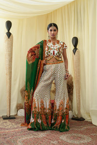 Drop shoulder top with sharara gota pure zardozi