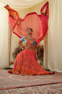 Tasseled scallop top , embroidered Lehenga set