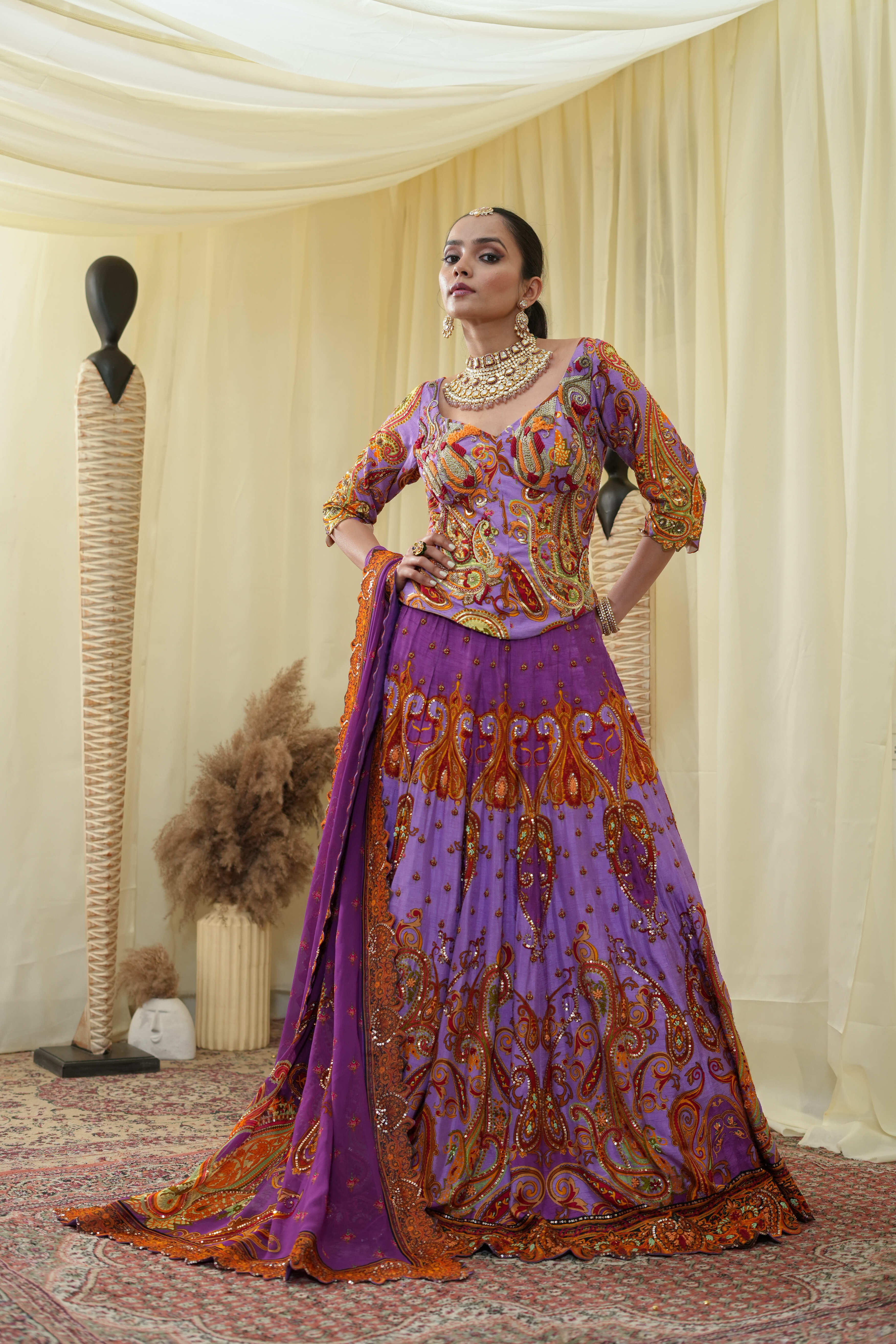 Jacket cal top , embroidered Lehenga set