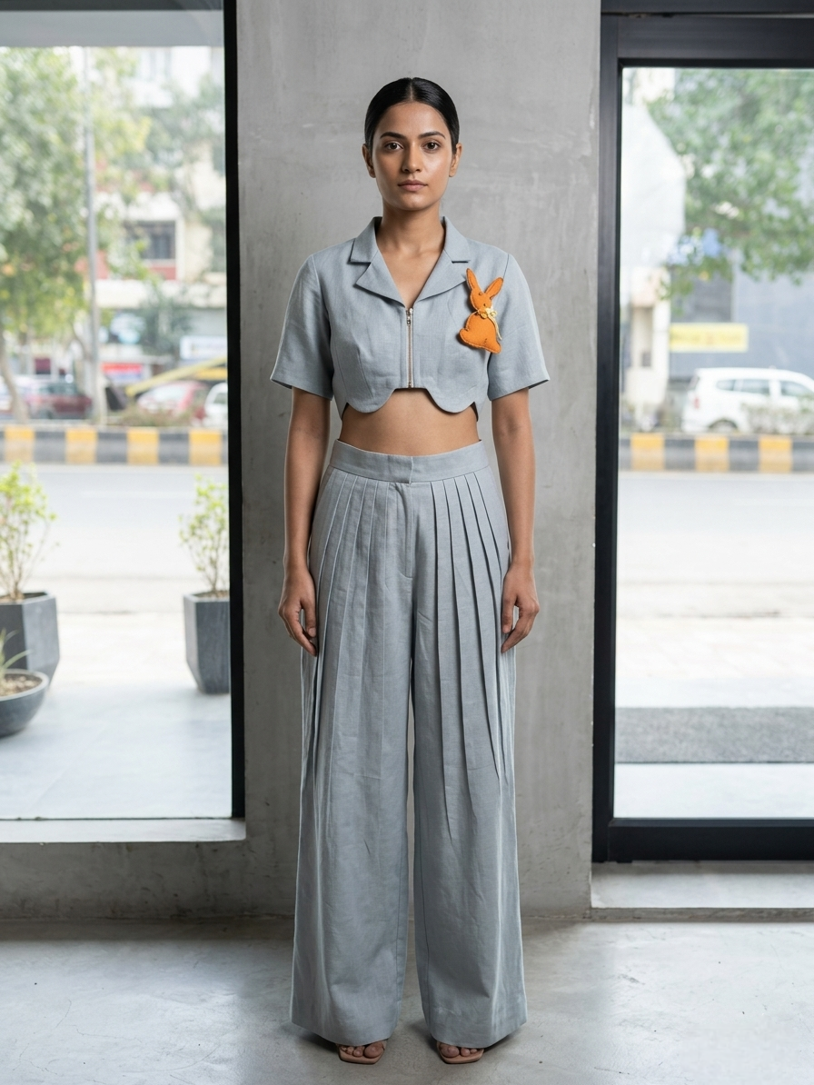 Co-ord lapelled top with plated pants ( street wear | Resort wear )