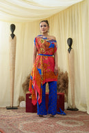 Isdus bleu asymmetrical kaaftan
