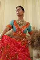 Tasseled scallop top , embroidered Lehenga set