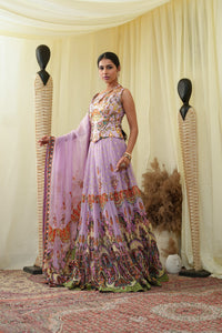 Gota embroided corset top , embroidered Lehenga set and dupatta