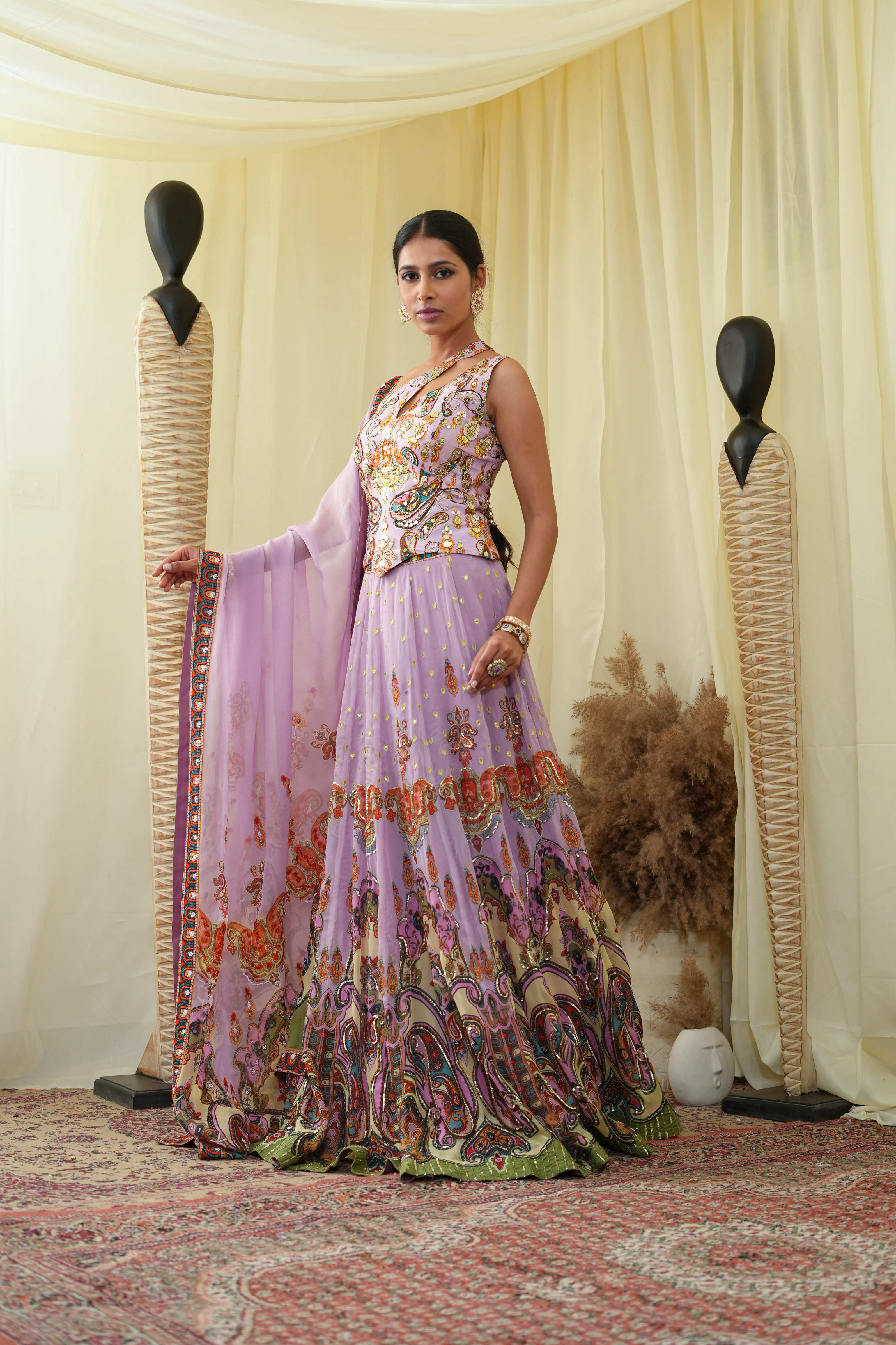 Gota embroided corset top , embroidered Lehenga set and dupatta