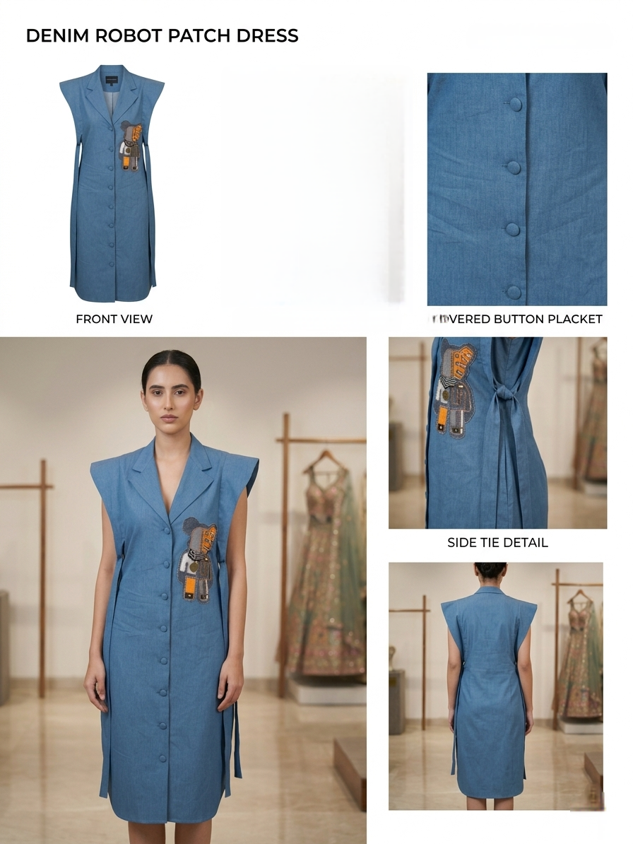 Shirt dress denim cotton  ( street wear | Resort wear )