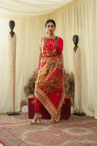 Isdus rouge asymmetrical kaaftan