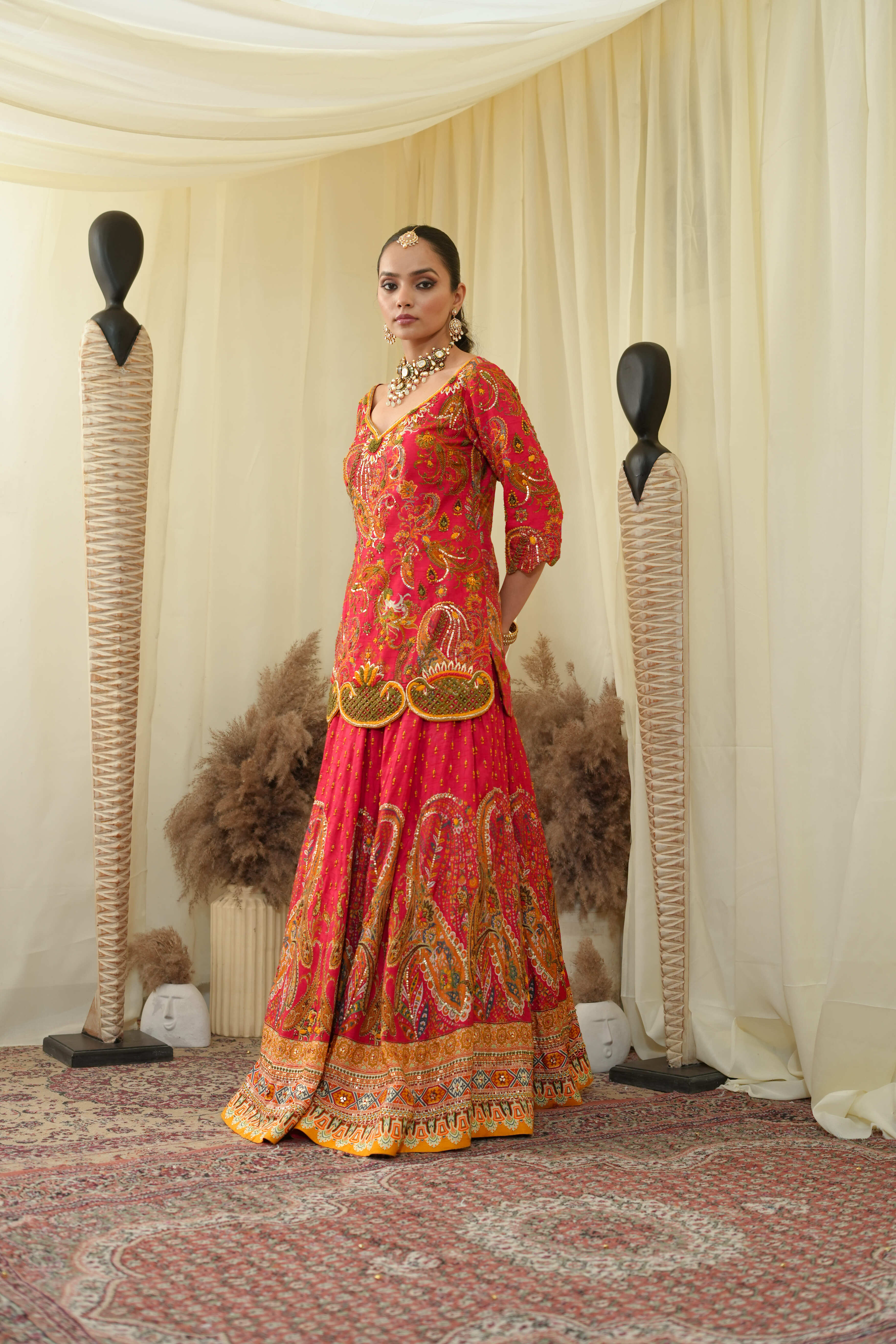 Rouge kurti lehenga