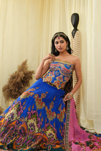 Corset blue with lehanga