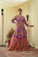 Front open long jacket cal top , embroidered Lehenga set