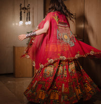 Karishma tanna in tangerine multi-coloured lehenga