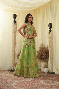 Open Jacket cal top , embroidered Lehenga set