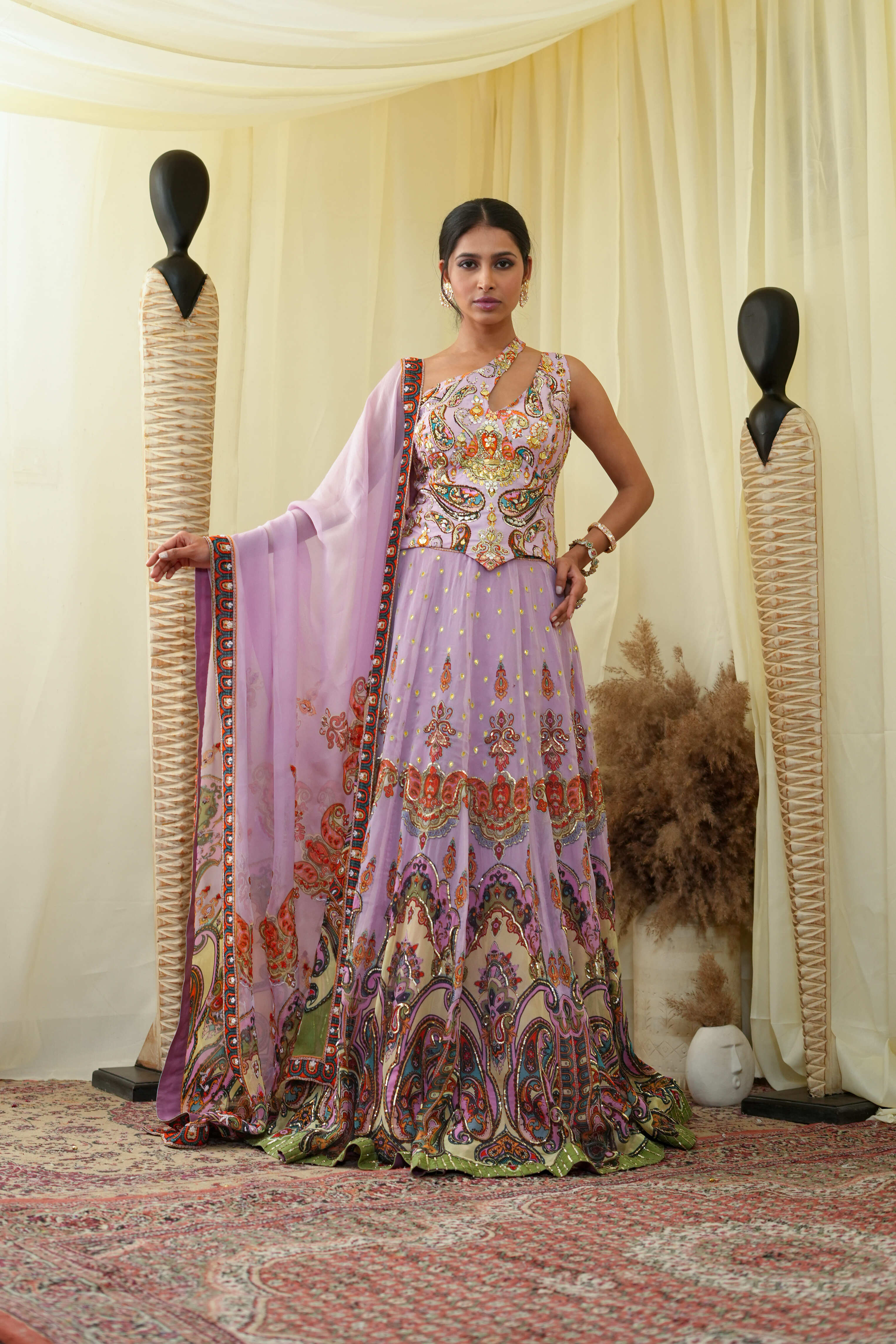 Gota embroided corset top , embroidered Lehenga set and dupatta