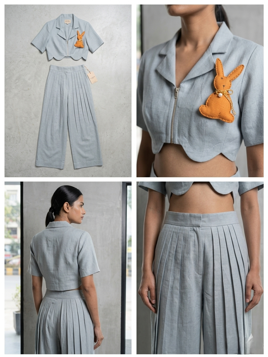 Co-ord lapelled top with plated pants ( street wear | Resort wear )