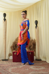 Isdus bleu asymmetrical kaaftan