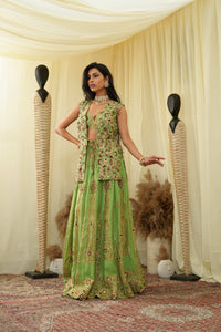 Open Jacket cal top , embroidered Lehenga set