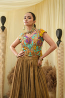 Crushed wrinkled lehanga with embroded bodice