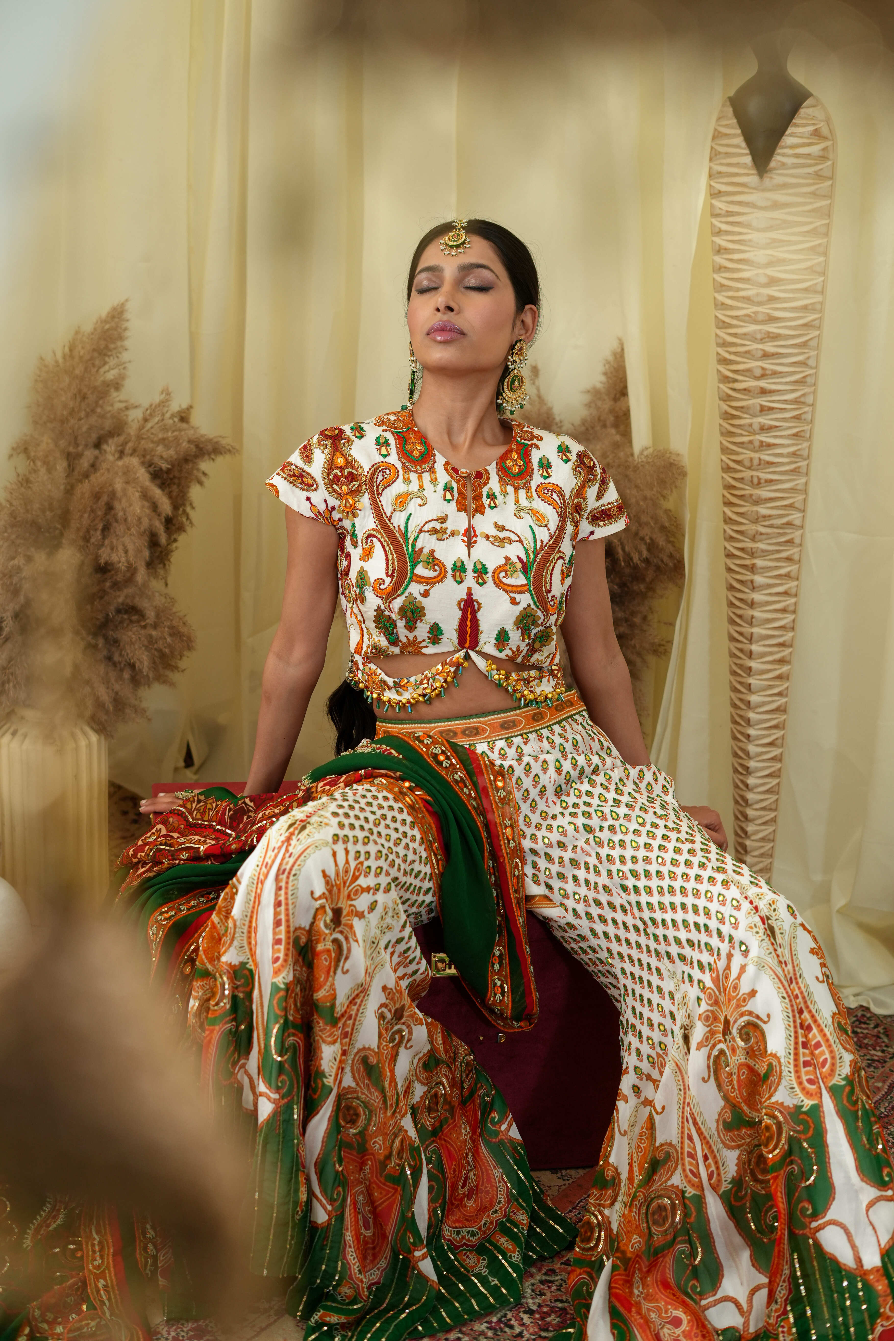 Drop shoulder top with sharara gota pure zardozi