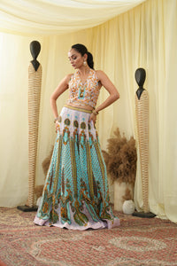 Gota embroided crop top , embroidered Lehenga set and dupatta