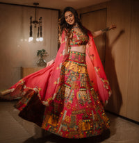 Karishma tanna in tangerine multi-coloured lehenga