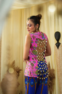 TAVASYAH embroidered sharara kalied pants with jacket blouse