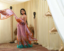 Print embroidered sharara pants with peplum cut bodice