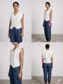 Waist shirt top with ballon pants denim ( street wear | Resort wear )