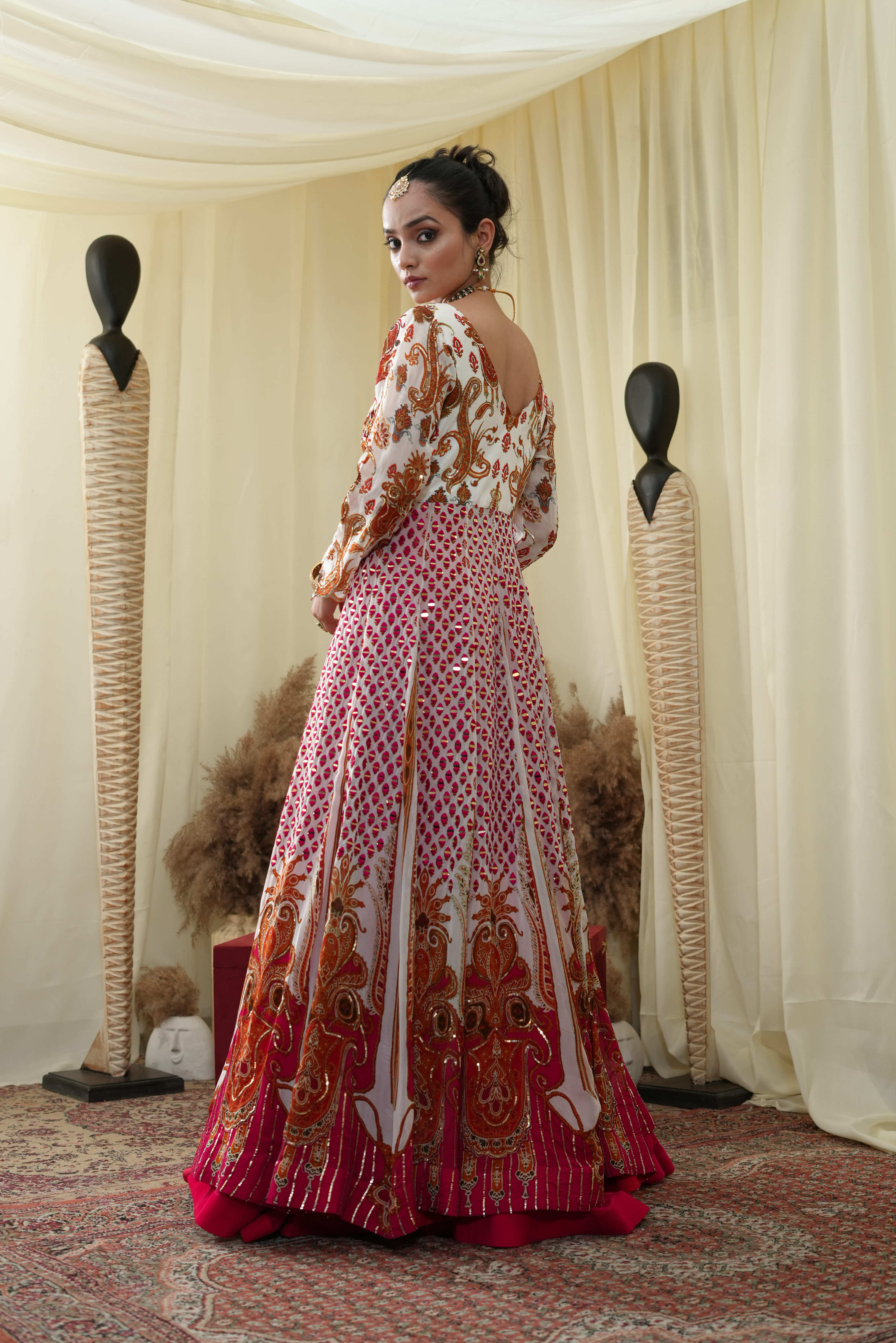 Mirror anarkali , flared Lehenga set and embroidery dupatta