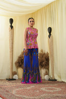 TAVASYAH embroidered sharara kalied pants with jacket blouse
