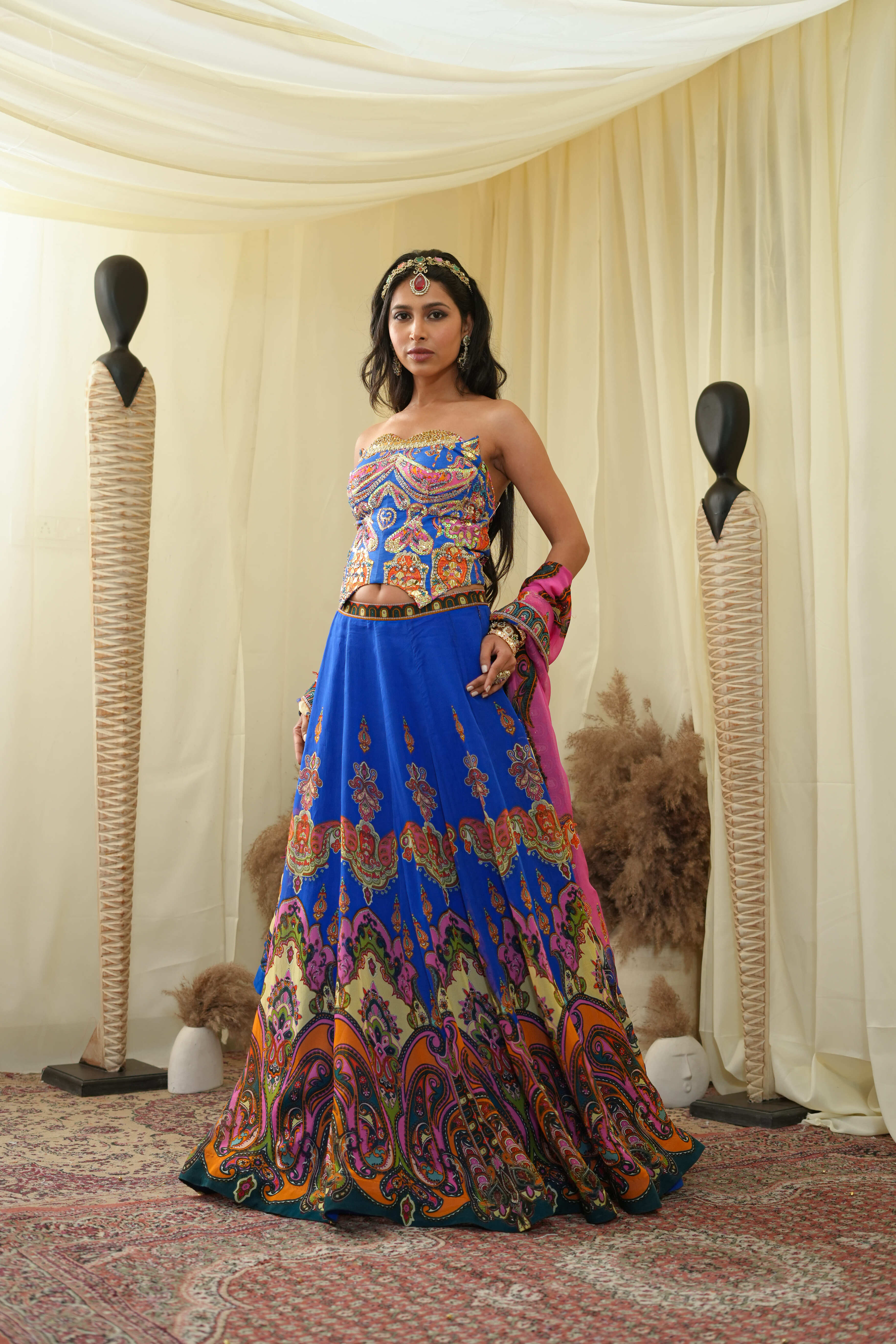Corset blue with lehanga