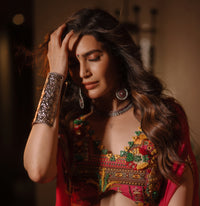 Karishma tanna in tangerine multi-coloured lehenga