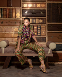 MULTICOLOUR PRINTED SHORT JACKET WITH PANTS