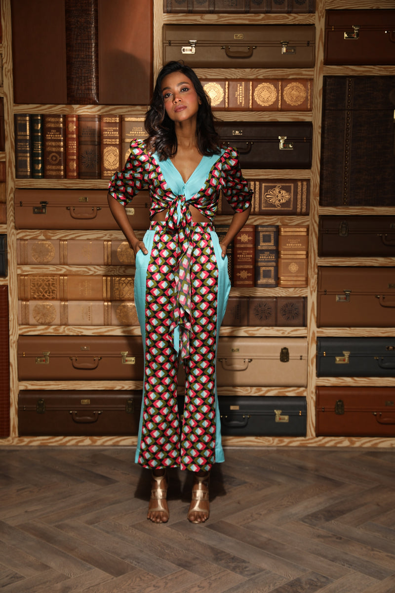 MULTICOLOR PRINTED KNOTTED DRESS