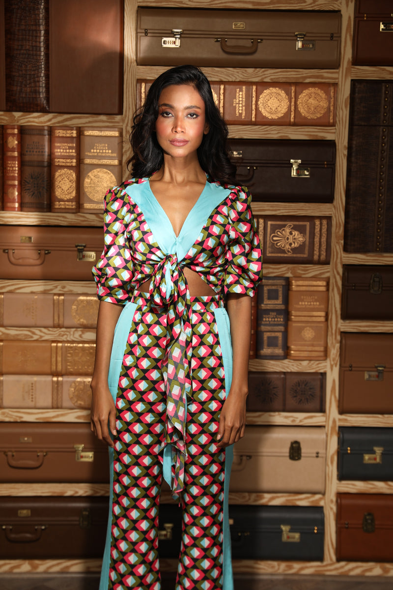 MULTICOLOR PRINTED KNOTTED DRESS