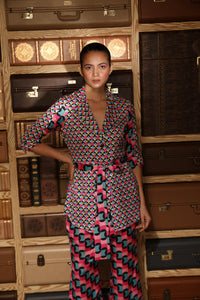 Multicolour Printed Dress with belt