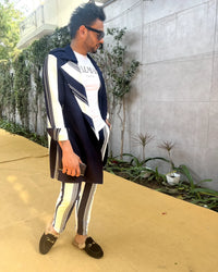 Blue stripe trench with pants
