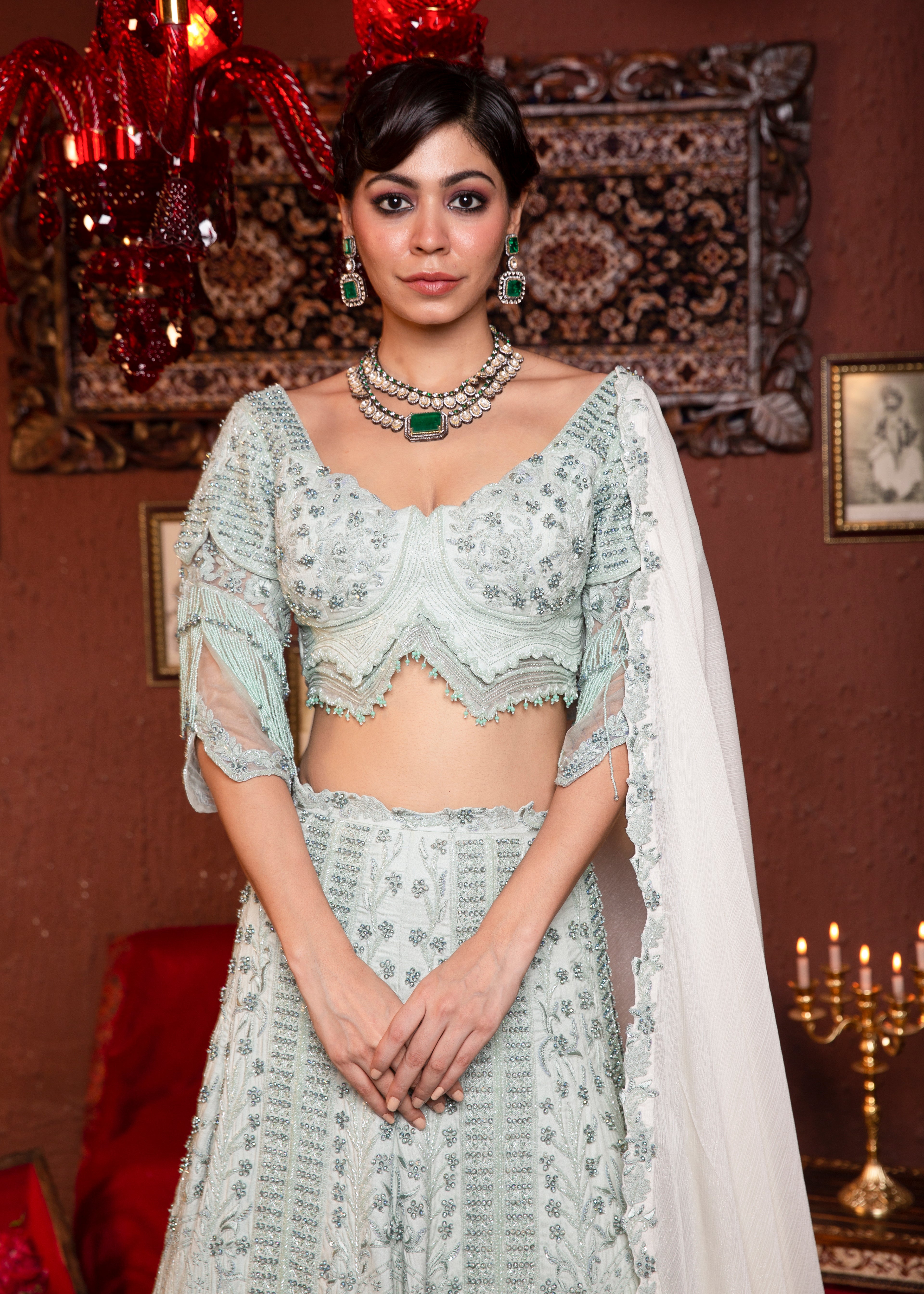 DAY CYAN LEHENGA