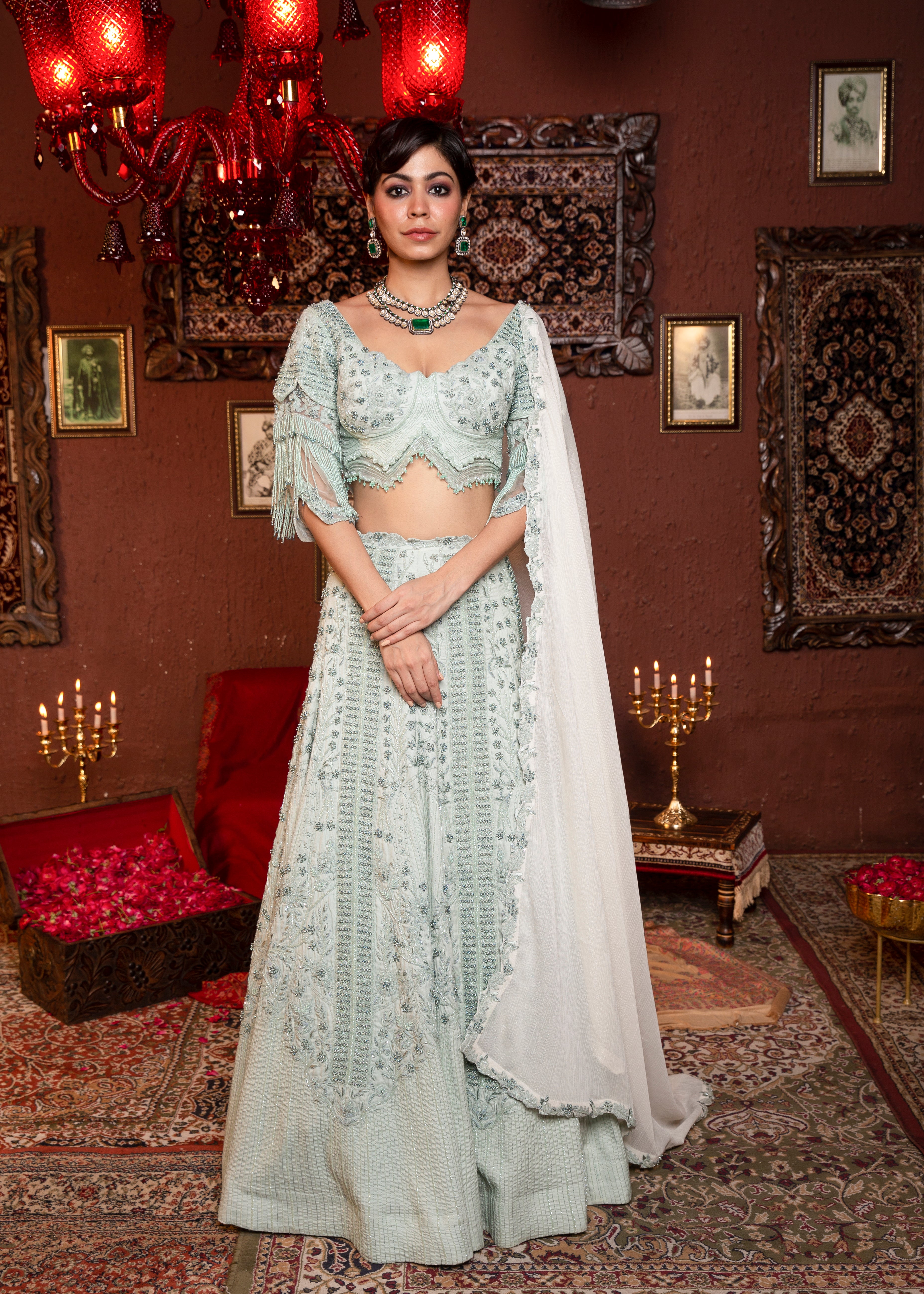 DAY CYAN LEHENGA