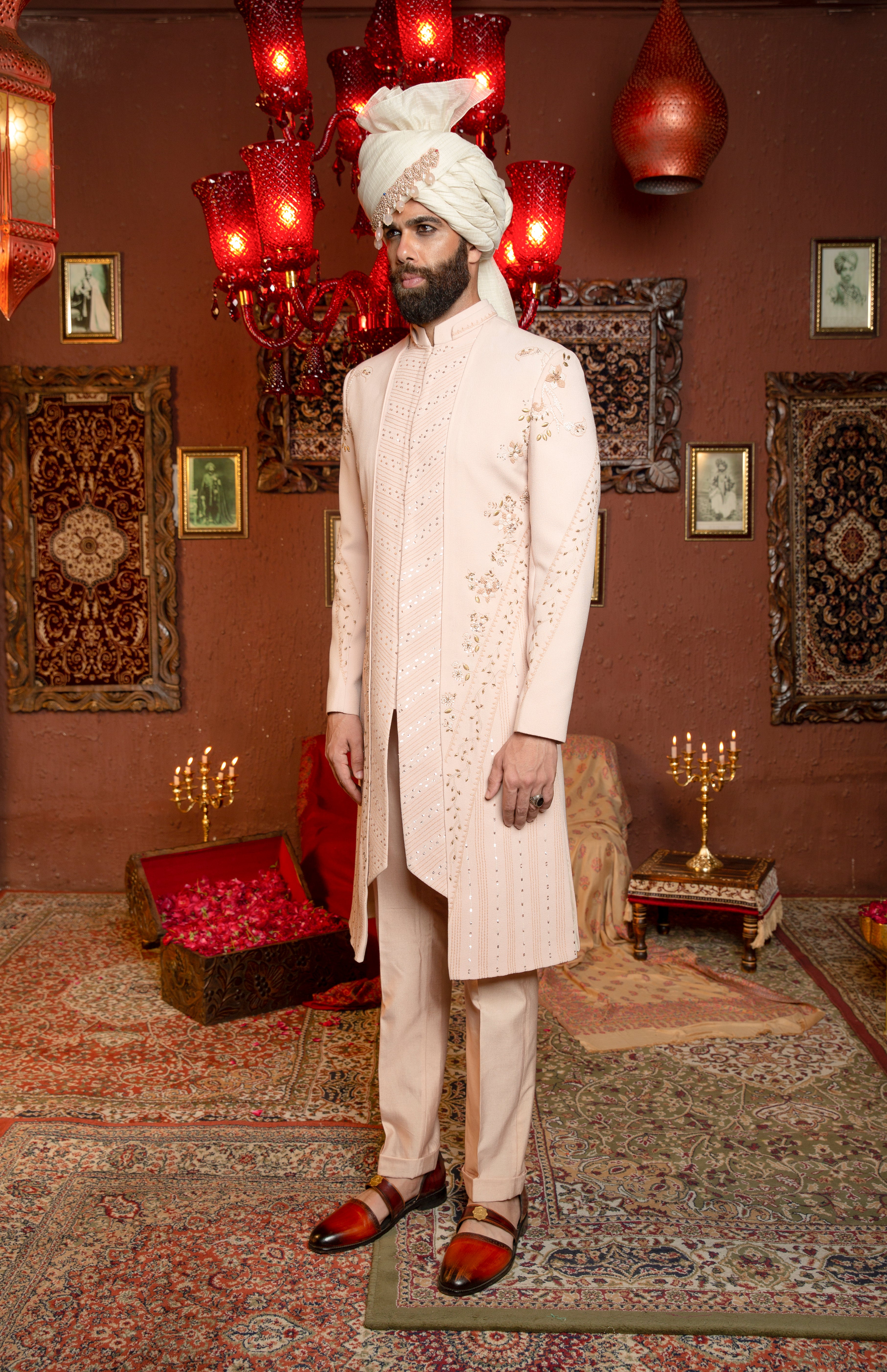 SALMON PEACH SHERWANI