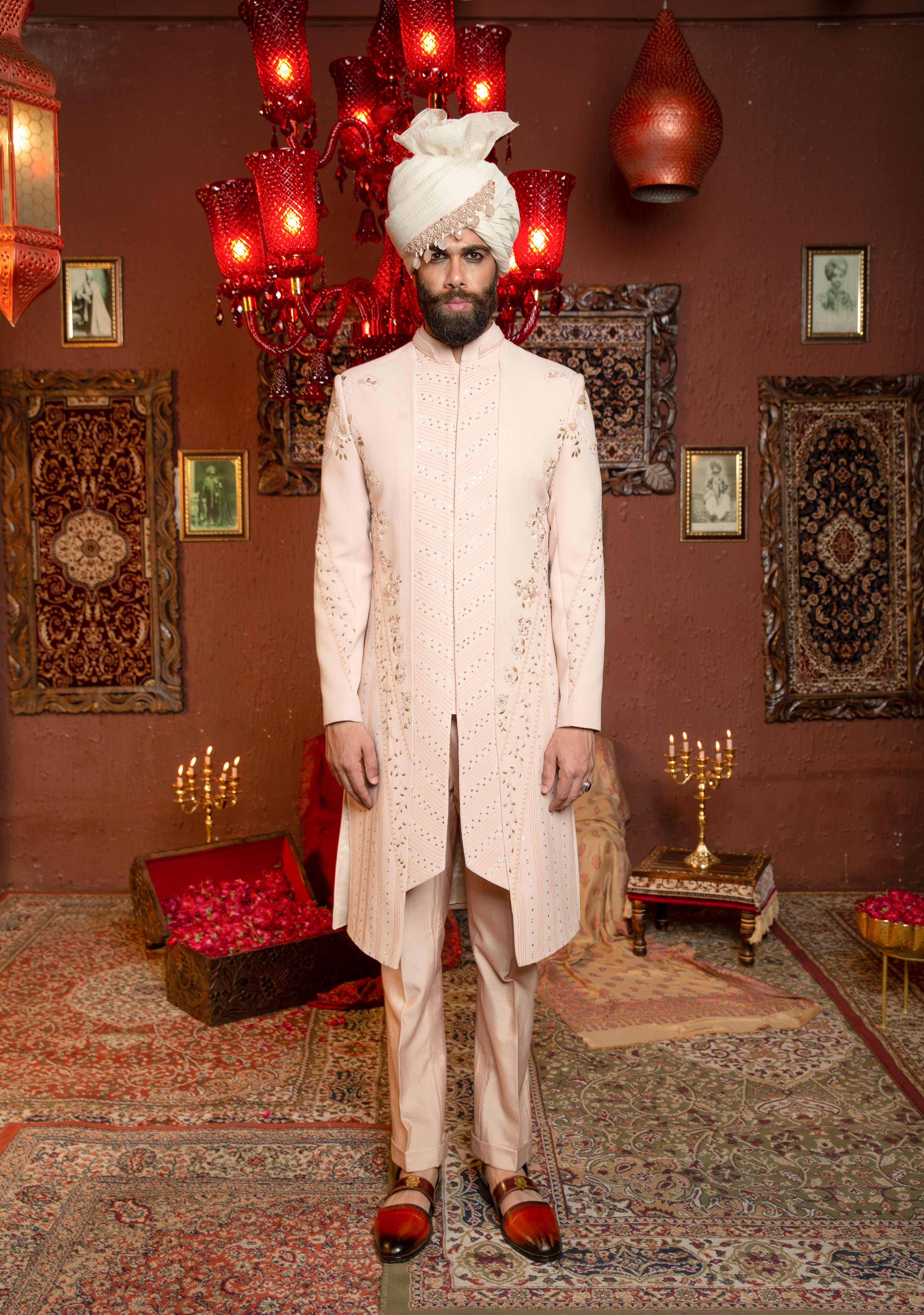 SALMON PEACH SHERWANI