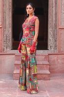 OVERLAY BODICE JACKET EMBROIDERED WITH TASSELED BACK WITH GARARA INDOWESTERN