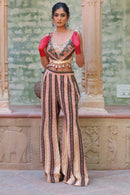 ALABASTER COLOR LAPEL JACKET WITH BODICE AND PALAZZO PANTS INDO WESTERN