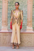 ALABASTER COLOR LAPEL JACKET WITH BUSTIER  AND PALAZZO PANTS INDOWESTERN