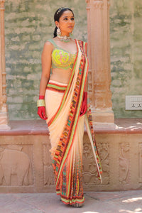 DULL PEACH DRAPE SAREE WITH BODICE