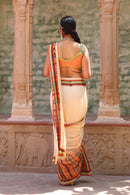 DULL PEACH DRAPE SAREE WITH BODICE