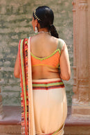 DULL PEACH DRAPE SAREE WITH BODICE