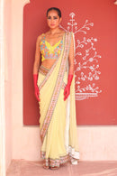 PALE GOLDENORD DRAPE SAREE WITH BODICE