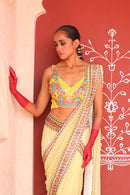 PALE GOLDENORD DRAPE SAREE WITH BODICE