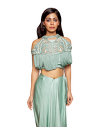 Pine cape dress indowestern