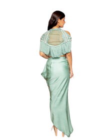 Pine cape dress indowestern